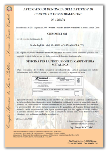 Attestazione  Centro di Trasformazione dell’Acciaio n. 1260/11